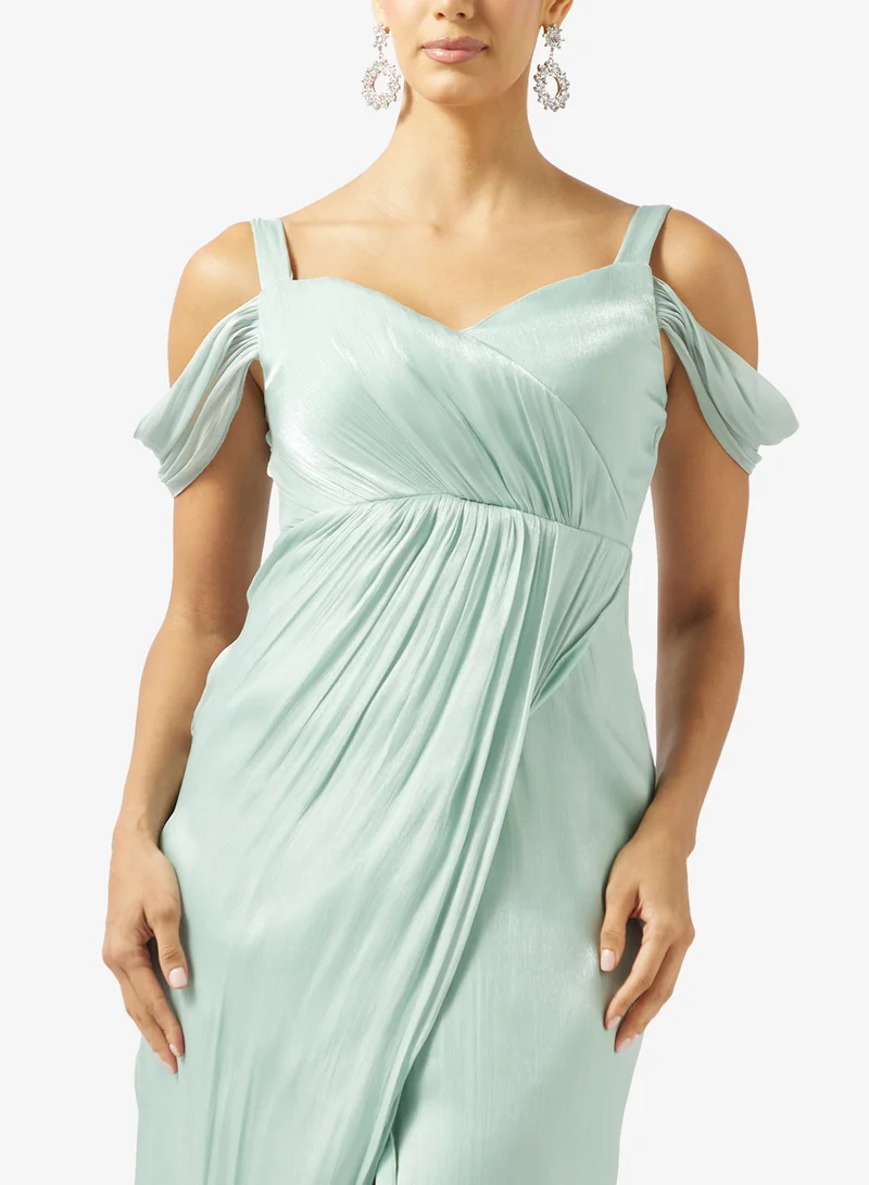 Ella Limited Edition  Shimmer Cold Shoulder Draped Dress for Women | Best Price UAE